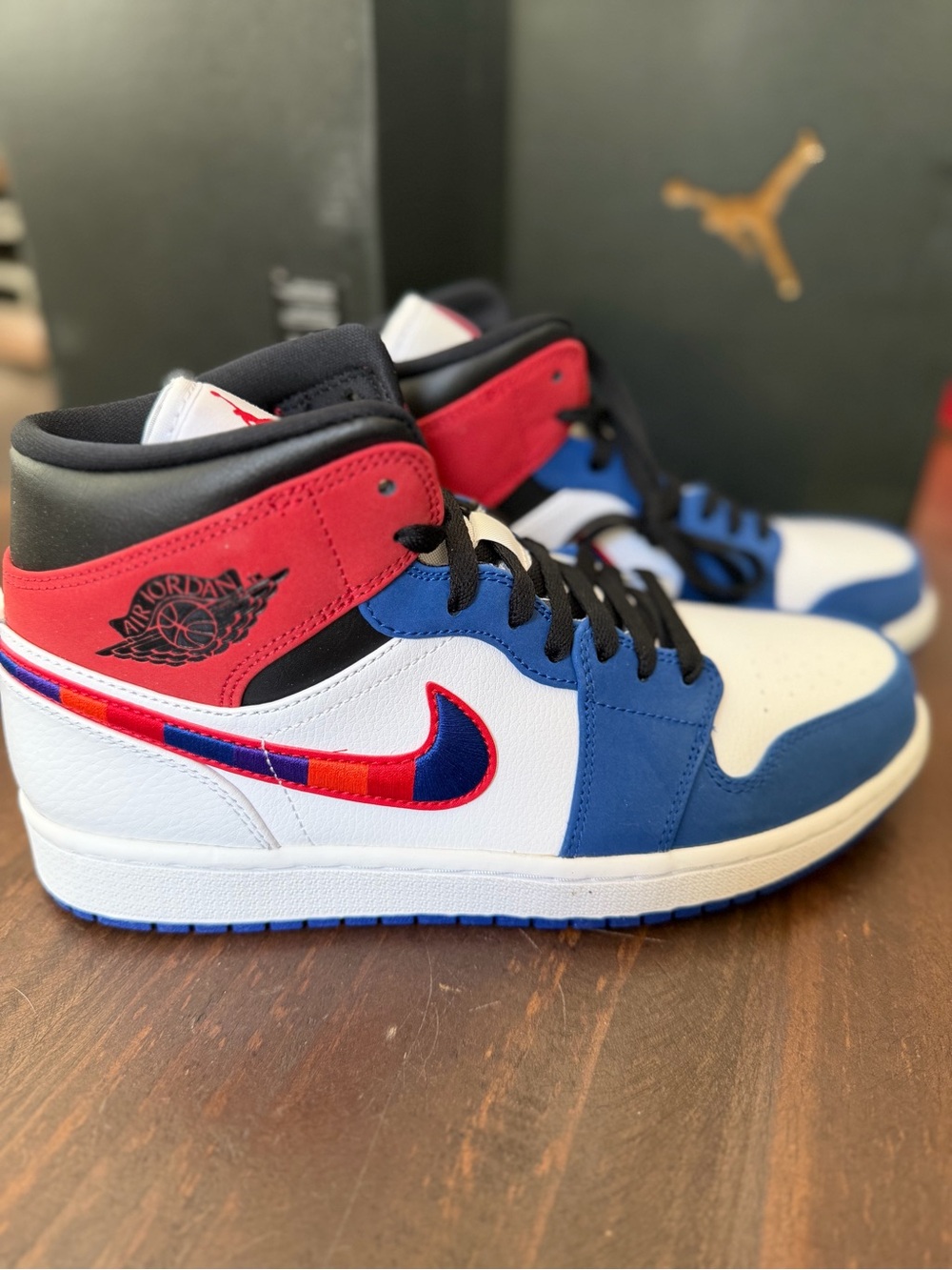 Nike Air Jordan 1 Mid SE 'Multi-Color Embroidered Swoosh - 9M 10.5W
